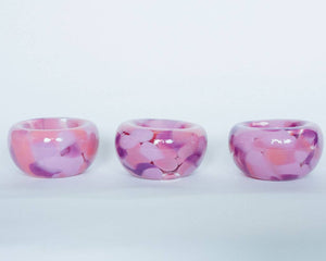 Glass Blown Pink Moon Nest Bowl by Maria Ida