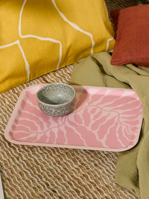 'Pink Leaves' Art Tray by Linnéa Andersson
